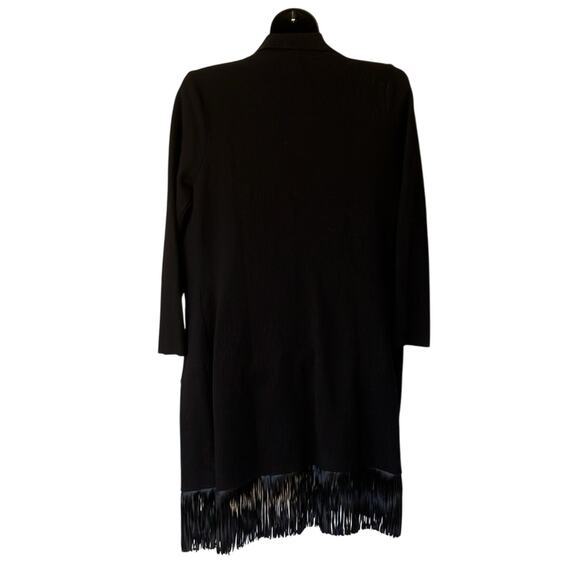Venus Black Cardigan Duster withh faux leather Fringe and Pockets size Medium - Picture 5 of 7